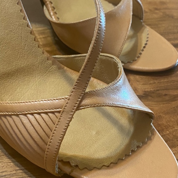 Vintage Moda Franco peach leather sling back heels. Sz 8.5 - Picture 7 of 16